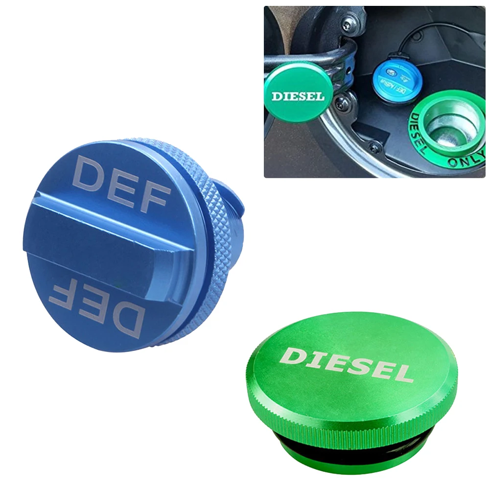 

2pcs Fuel Tank Cover For Dodge Ram Cummins 13-17 Diesel Cover Fuel Tank Cover Aluminum Alloy Oil Cover Blue DEF Auto Parts