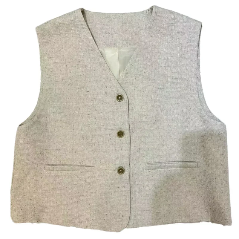 Новое поступление 2023 костюм с v-образным вырезом и высоким воротником жилет