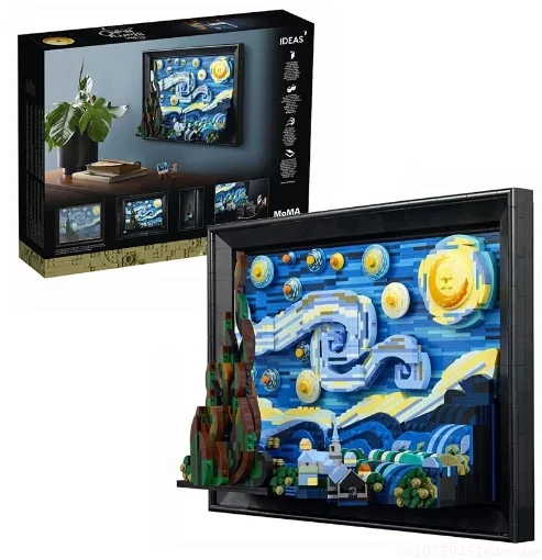 

Compatible 21333 Vincent Van Gogh The Starry Night Building Blocks Art Painting Bricks Moc Ideas Home Decorae Education Toy Gift