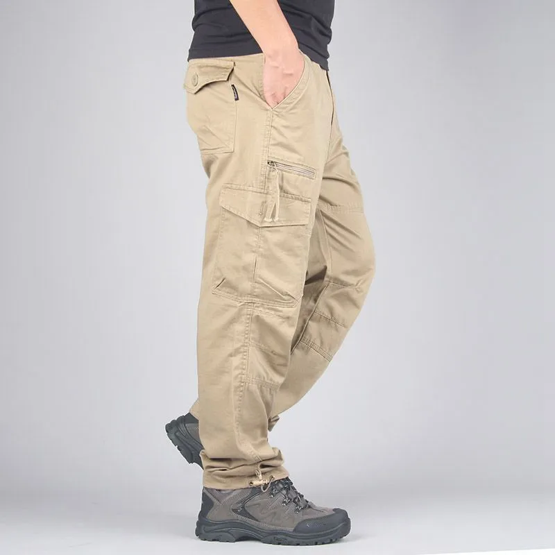 Men's Cotton Cargo Pants Military Combat Overalls Straight Multi-Pocket Baggy Long Trousers Streetwear Casual Slacks Pants 5