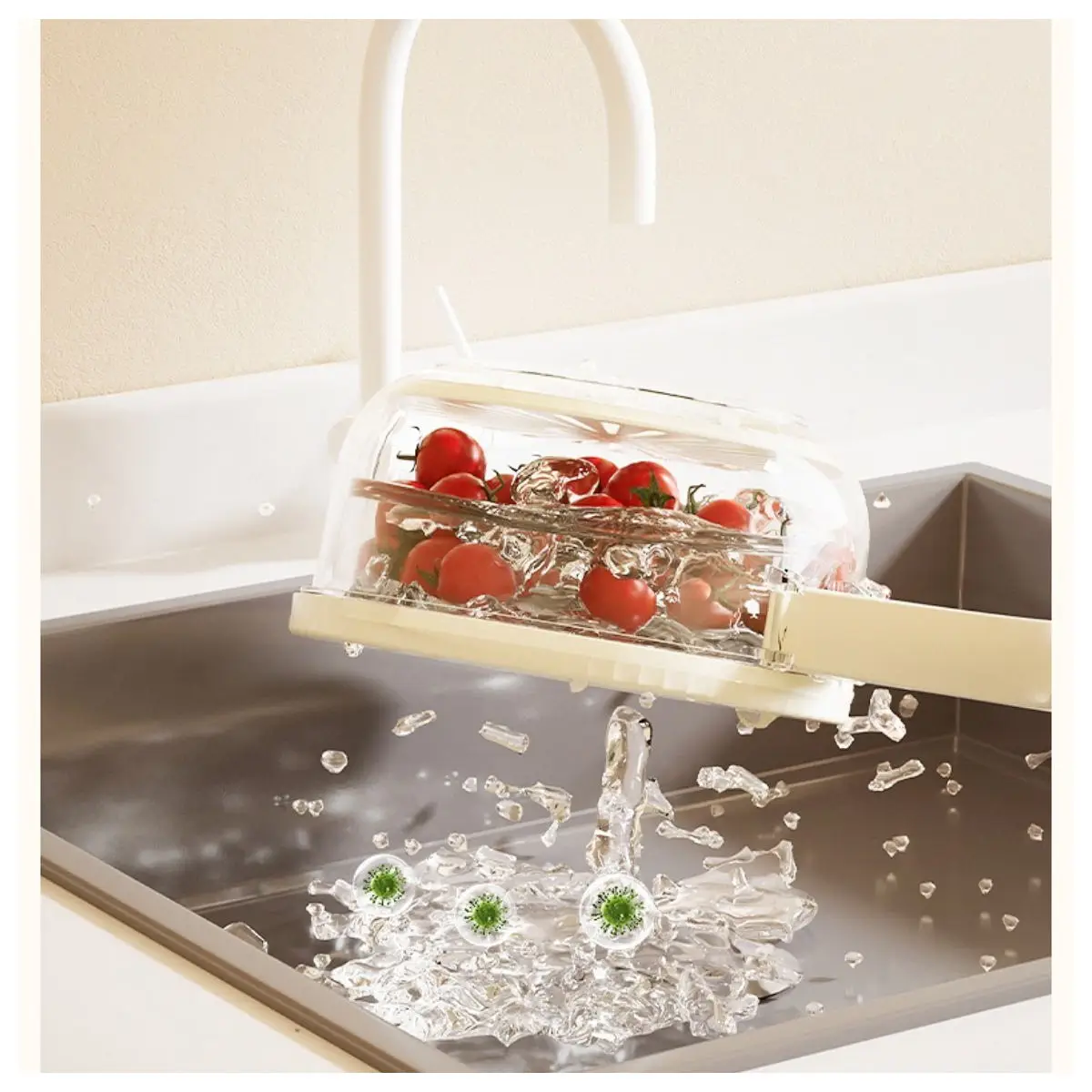 Складная Сливная Корзина С Ручкой И Функцией Включения/выключения Для Мытья