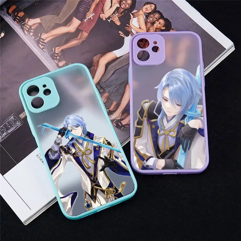 

Genshin Impact Kamisato Ayato Phone Case For iPhone 13 12 11 Mini Pro XR XS Max 7 8 Plus X Matte transparent blue Back Cover