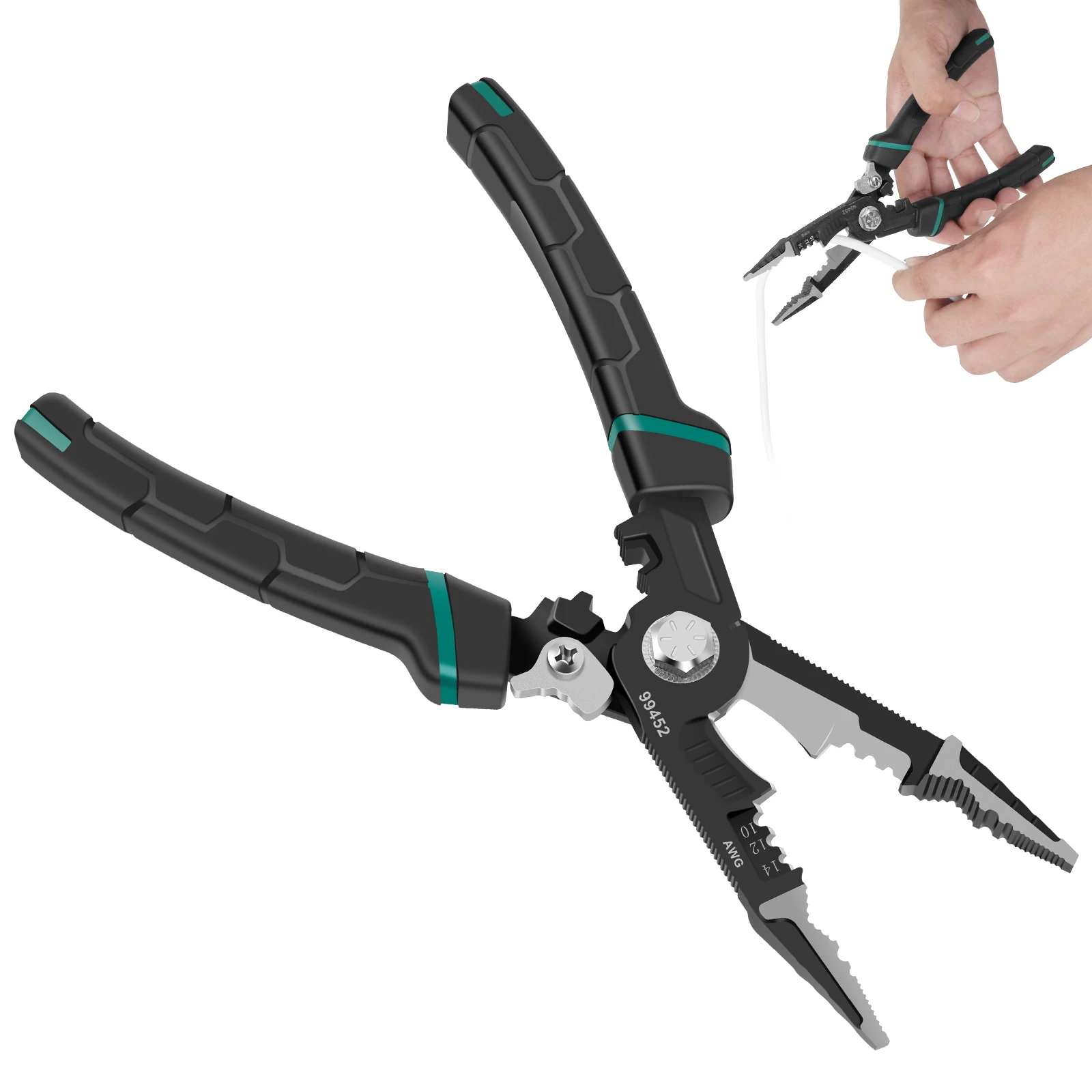 

Wire Stripper Carbon Steel Wire Stripping Pliers Ergonomic Non-slip Wire Crimper Wire Stripping Cutting Crimping Deburring Tool