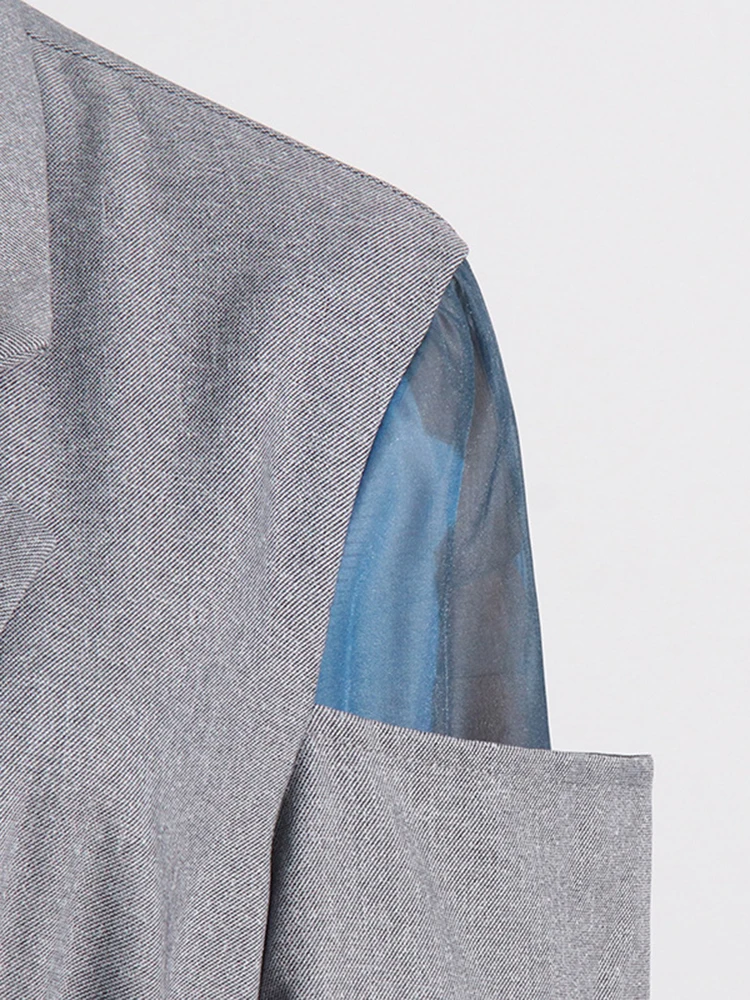 Женский блейзер со шнуровкой VGH повседневный Блейзер лоскутного покроя с