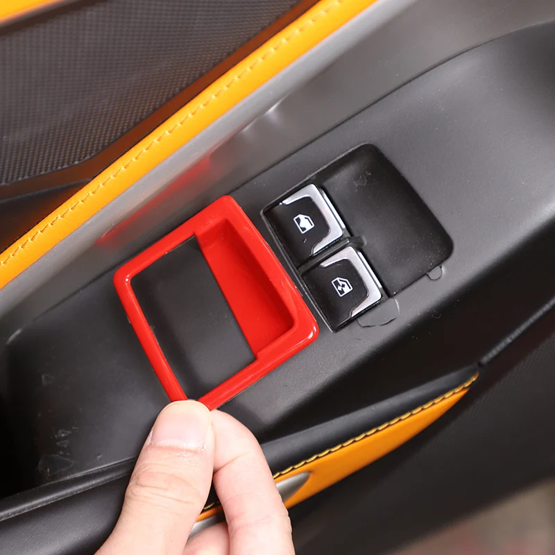 

For Chevrolet Corvette C7 2014-2019 ABS Red/Carbon Fiber Car Door Window Lift Switch Frame Cover Trim sticker Car Accessories