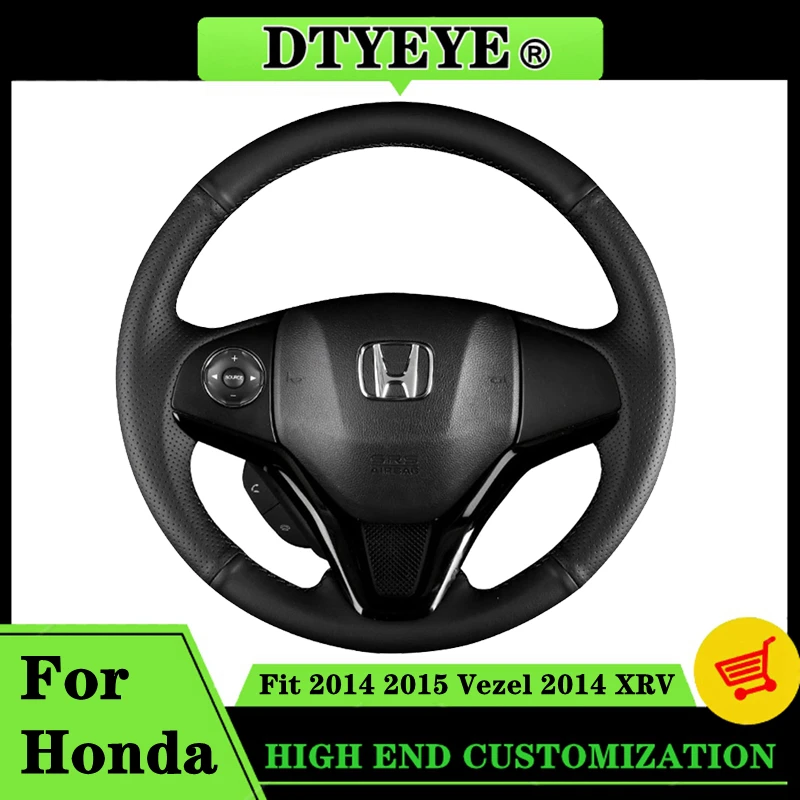 

DIY Car Accessory Car Steering Wheel Cover For Honda Fit 2014 2015 Vezel 2014 XRV Customized Original Steering Wheel Braid