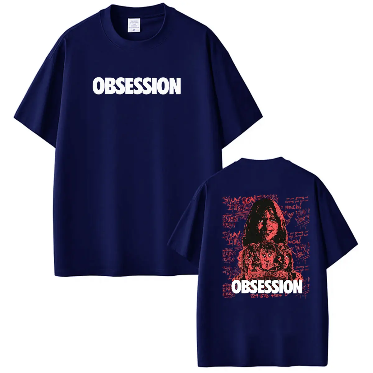 Футболка унисекс 2026 Movie Obsession Horror Graphic, винтажная, высококачественная, модная, 100% хлопок, оверсайз, уличная одежда (art.: 3920db4cd5fb7) - 3920db4cd5fb7