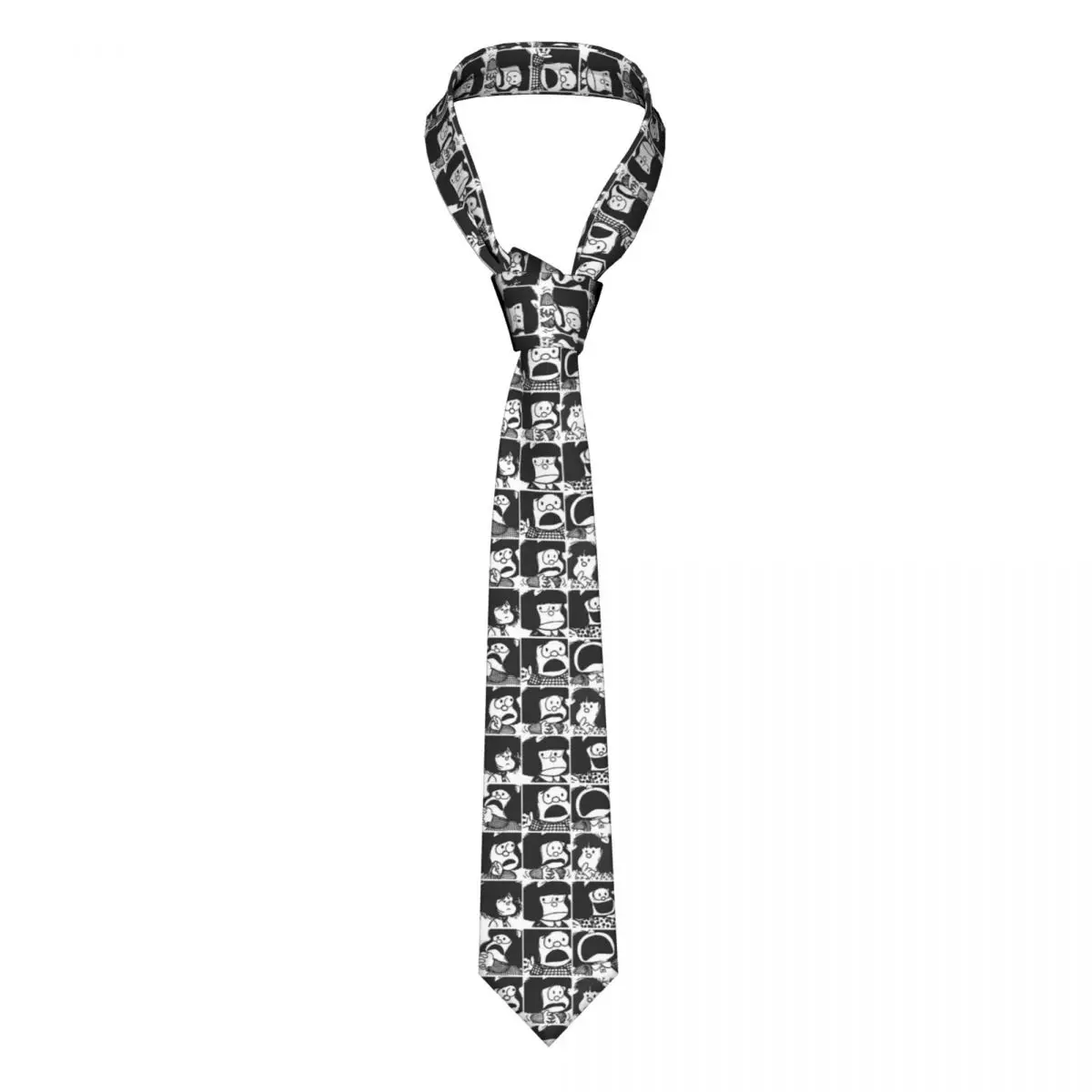 

Formal Anime Plaid Mafalda Blanket Ties for Business Customized Men Quino Cute Kawaii Necktie