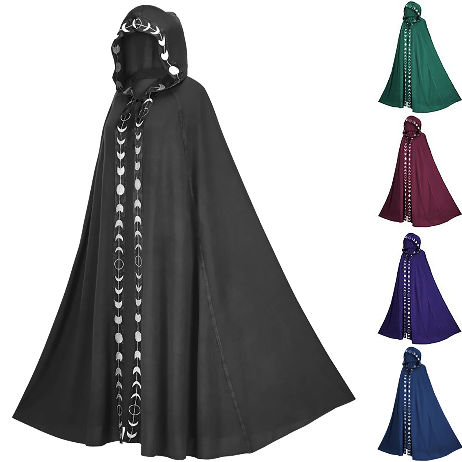 

Gothic Hooded Cloak Adult Kid Elf Witch Long Carnival Halloween Cloaks Capes Robe Larp Women Men Vampires Grim Reaper Party