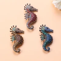 cute animal brooches ladies rhinestones color seahorse booches ladies outerwear party jewelry gifts