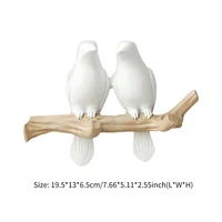 clothes hooks saving space resin decorative birds on tree branch decor wall mounted coat rack easy to install for kitchen