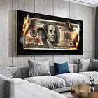 Картина на холсте с изображением сжигающего доллара, 100 долларов