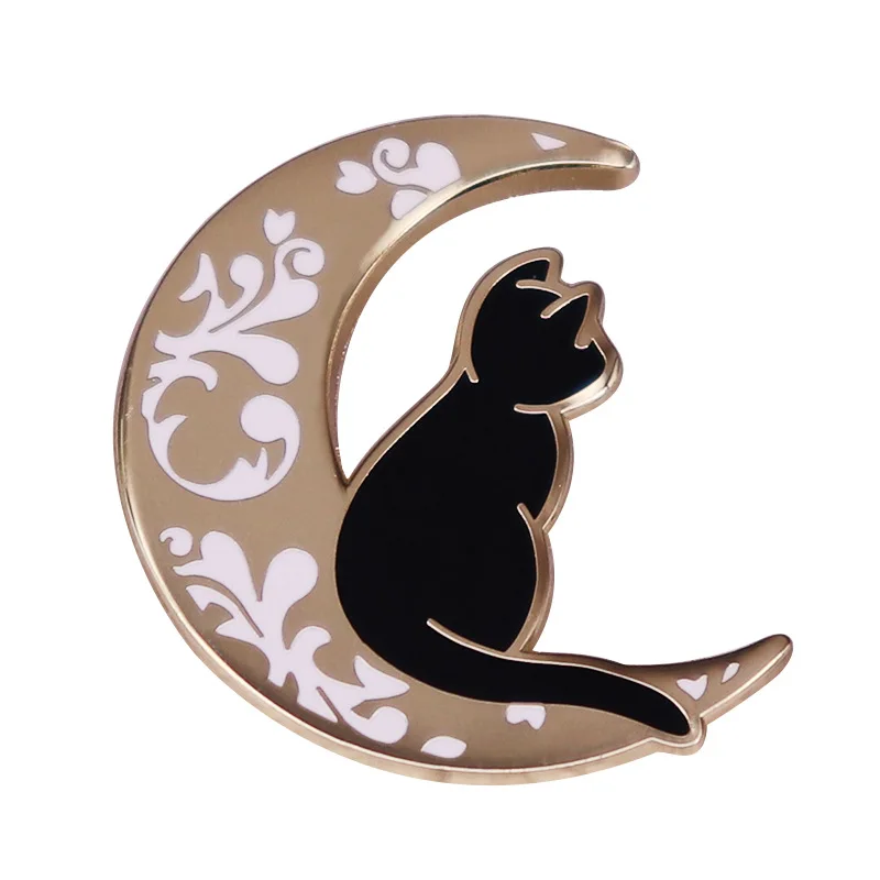 

Crescent Cat Metal Fashionable Creative Cartoon Brooch Lovely Enamel Badge Clothing Accessories