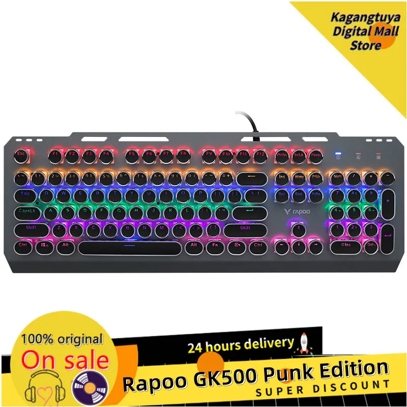 

Rapoo GK500 Punk Edition Mixed-color Backlit 104-Key Gaming Mechanical Keyboard, full-key no punch