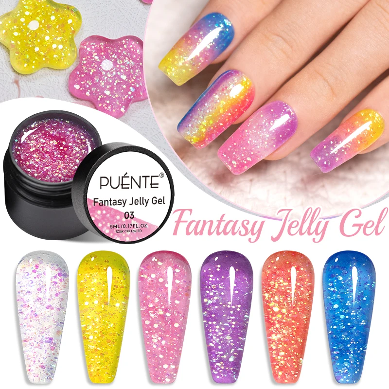 

Summer Glitter Sequins Gel Nail Polish 5ML Fantasy Jelly Nail Gel Soak Off UV Gel Semi Permanent Varnish Hybrid For Manicure