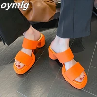2022summer new thick soled thick heeled waterproof platform one word belt slippers round toe sandals platform heel womens shoes