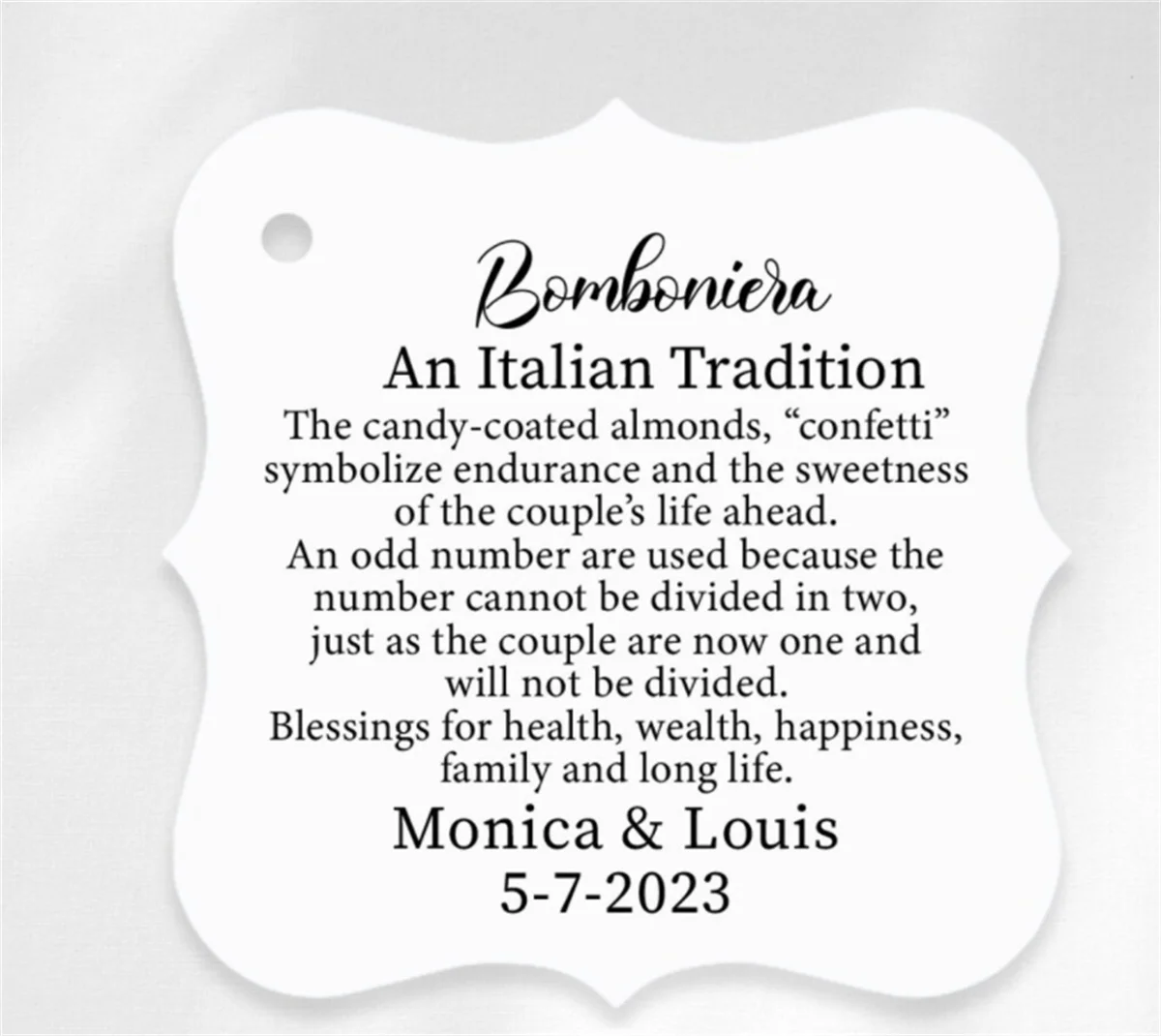 50 шт. итальянские бирки для свадьбы свадебные Bomboniera из Иордании миндальные пять