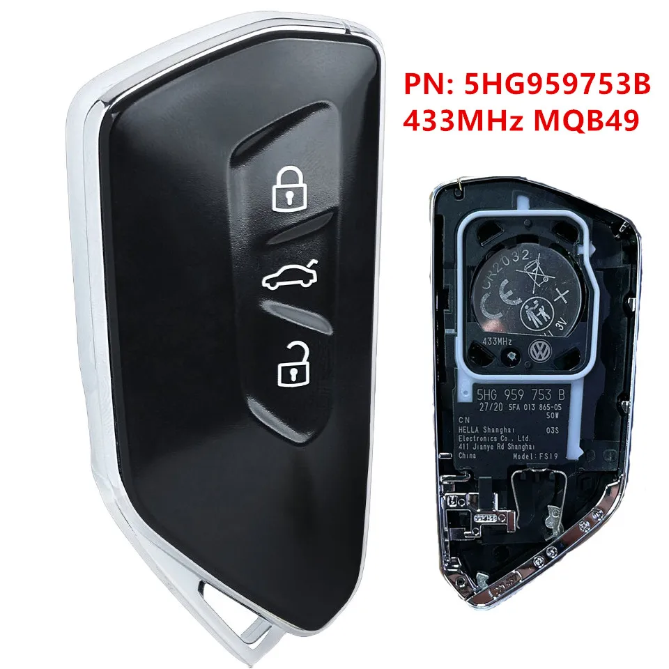 

Оригинальный смарт-ключ KEYECU OEM, 3 кнопки, 434 МГц, MQB49 для Volkswagen ID3, ID4, Golf 2020+ (номер детали: 5HG 959 753 B, 5HG959753B)