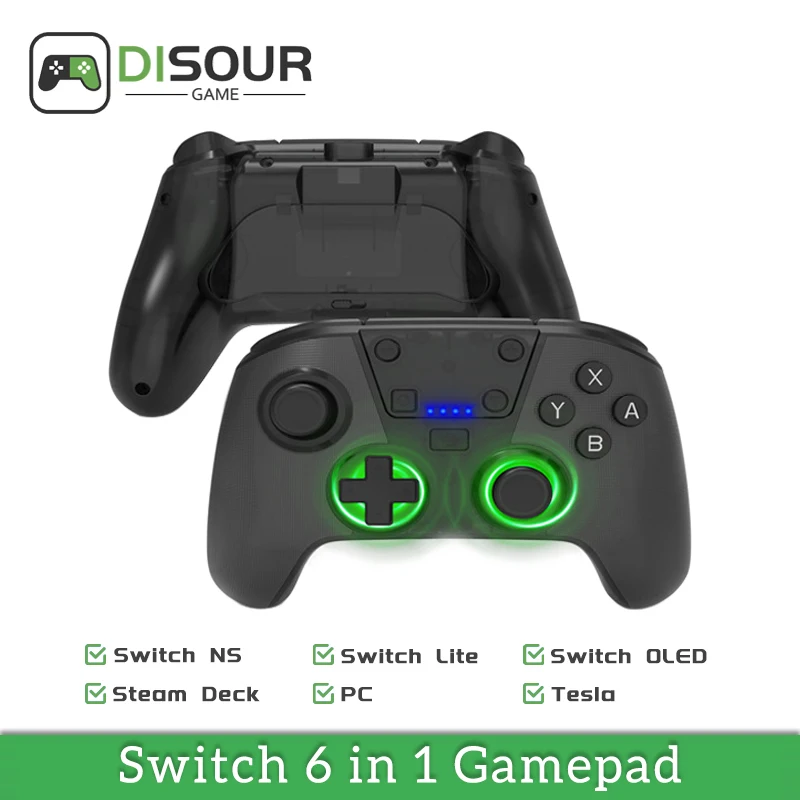 

Многофункциональный беспроводной игровой контроллер DISOUR, Bluetooth геймпад для Nintendo Switch NS OLED PC Steam Deck Tesla