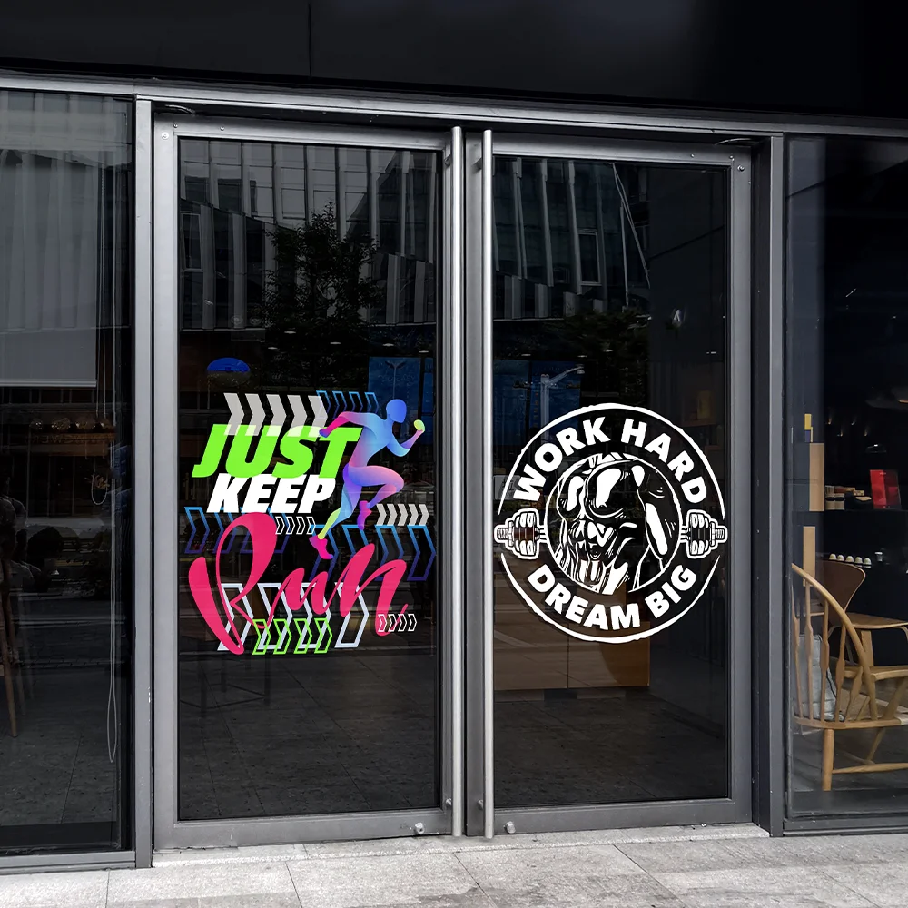 QiAds персонализированная стеклянная пленка для фитнес-клуба украшение