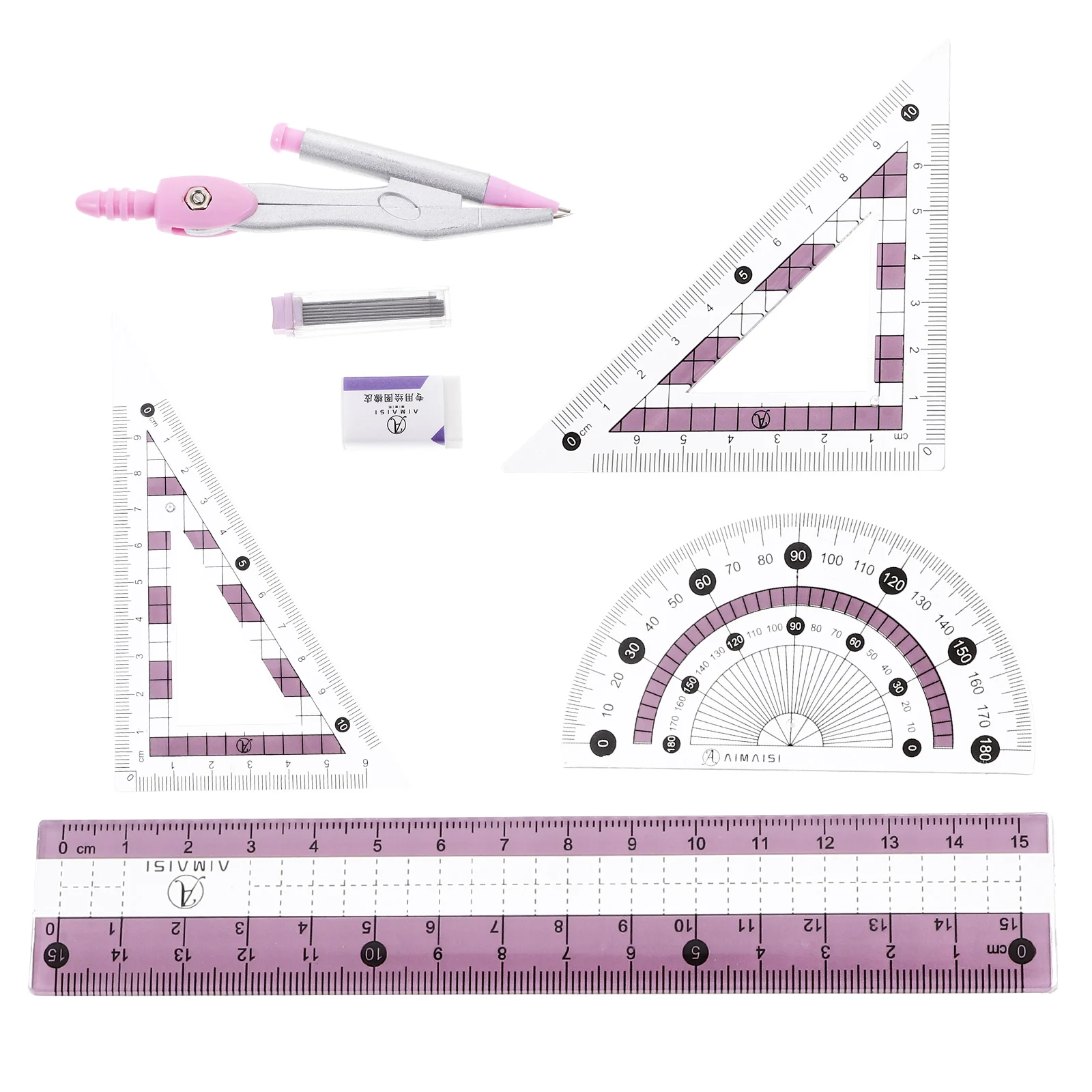 

Ruler Set Multi-functional Kit Kids Suit Office Drawing Compass Protractor Suits Professional Geometry Taste Measurement Tool
