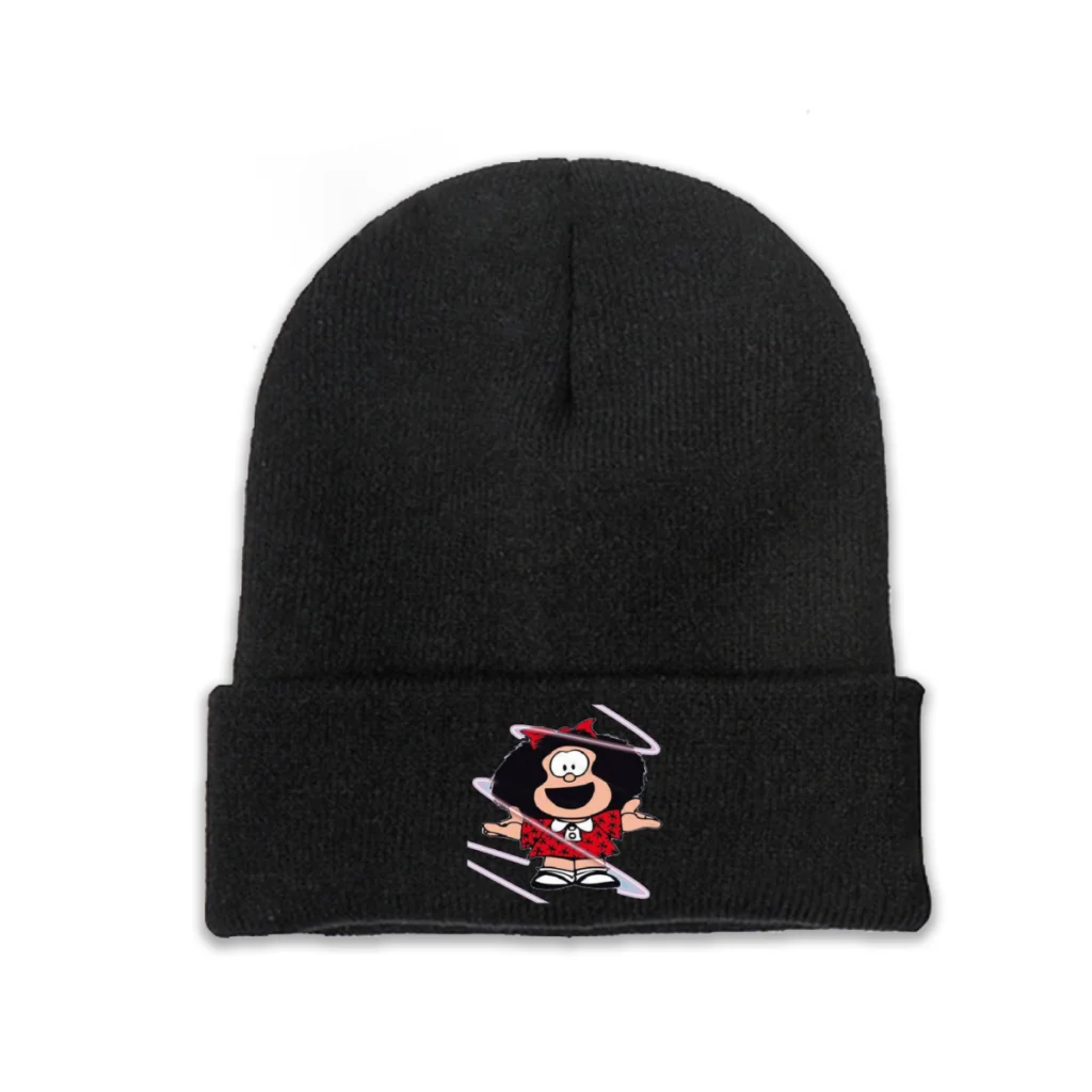 

Mafalda Philip Comics Skullies Beanies Caps Hug Knitted Winter Warm Bonnet Hats Unisex Ski Cap