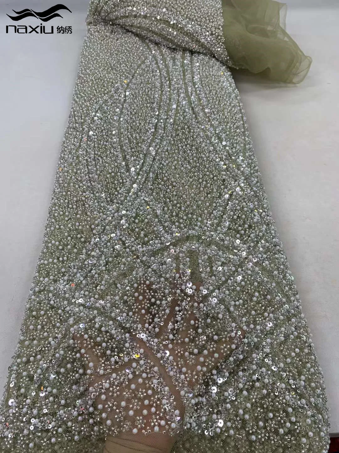 Мэдисон-Роскошная нигерийская кружевная ткань из бисера ручной работы блестки