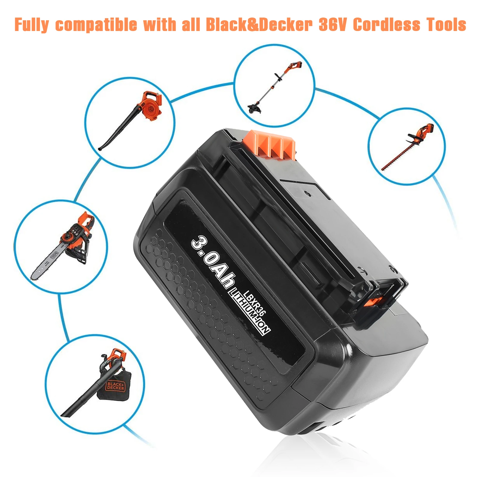 Фото Аккумуляторная батарея LBX36 3,0 Ач 36 В/40 В для Black & Decker LBXR36 BXR36 LST136 LST420 LST220 LST300 MTC220 MST1024 L30 №4
