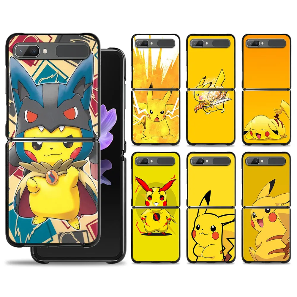 

Phone Funda Pokemon Anime Pikachue Black Black Hard PC For Samsung Galaxy ZFlip3 Z Flip3 5G ZFlip Flip