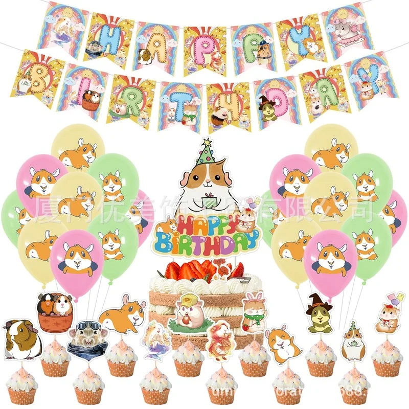 

Милые латексные воздушные шары в виде морской свинки, баннеры, шары для мальчиков и девочек на день рождения, морская свинка, украшения для в...