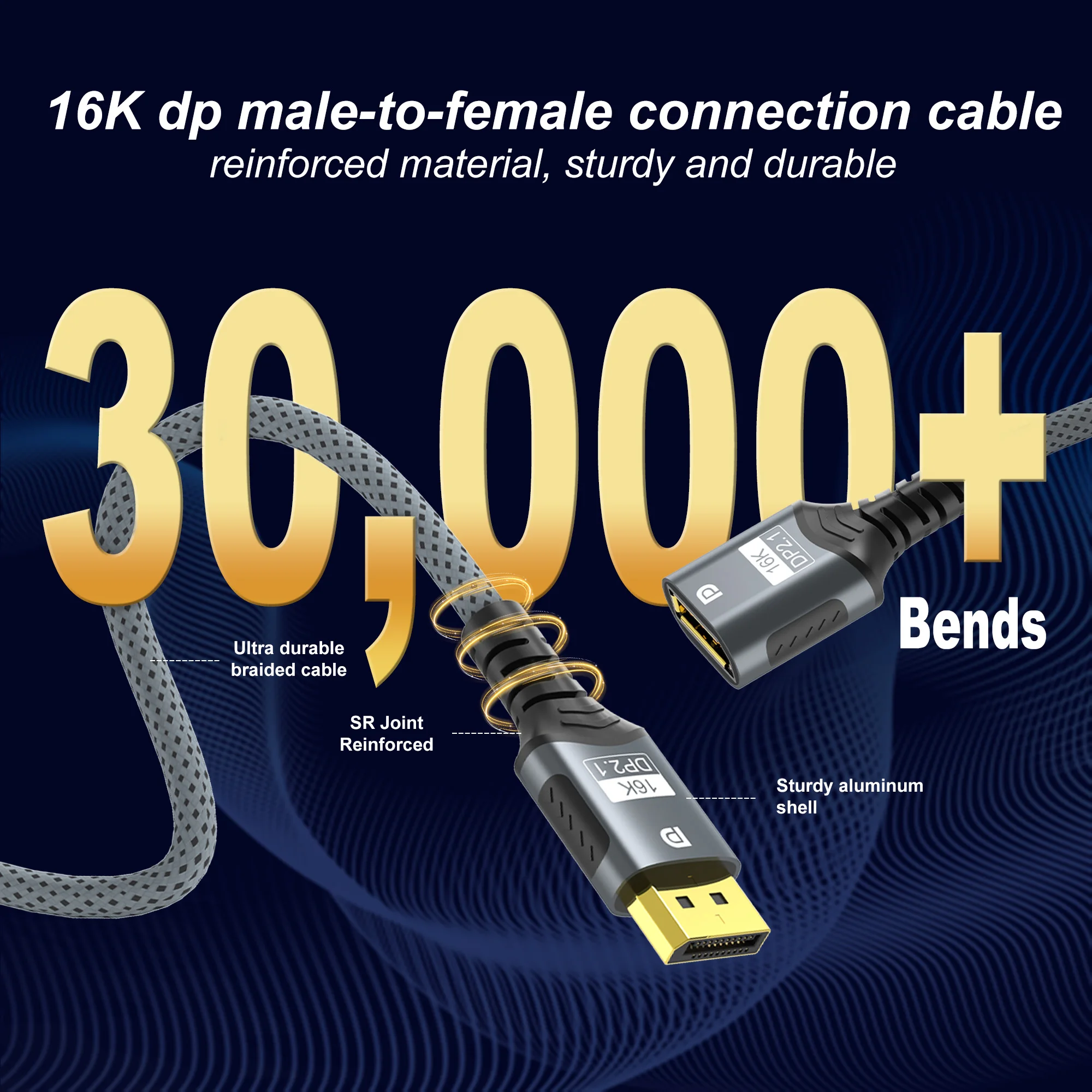 Фото Удлинительный кабель 16K DP 2.1 80 Гбит/с HDR Video Audio DP to DisplayPort 16K@30Hz 8K@60Hz 4K@120Hz для ПК, ТВ, ноутбука, монитора, проектора №4