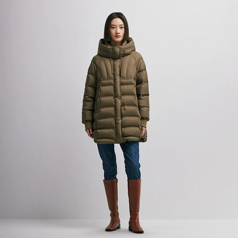 Chericom женский пуховик средней длины, зимняя теплая стеганая куртка с воротником-стойкой и капюшоном, ветрозащитные пуховики на утином пуху 298011