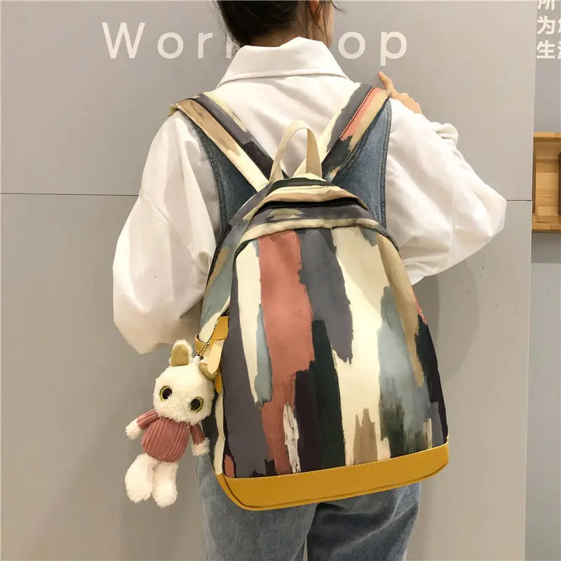

New Fashion Ins Wind School Bag Female Korean Version Tide Brand Backpack Niche Design Color College Students All-match Backpack