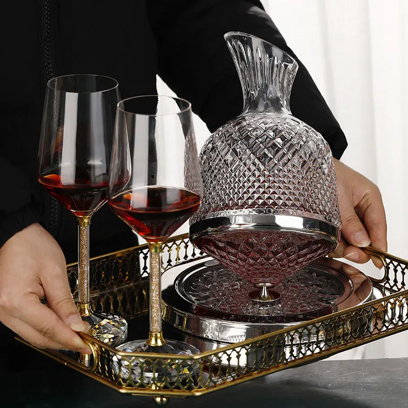 

Вращающийся на 360 градусов графин для вина, стакан, Диспенсер, стеклянный аэратор для вина, зеркальный кувшин, подарок, декор для бара, художе...