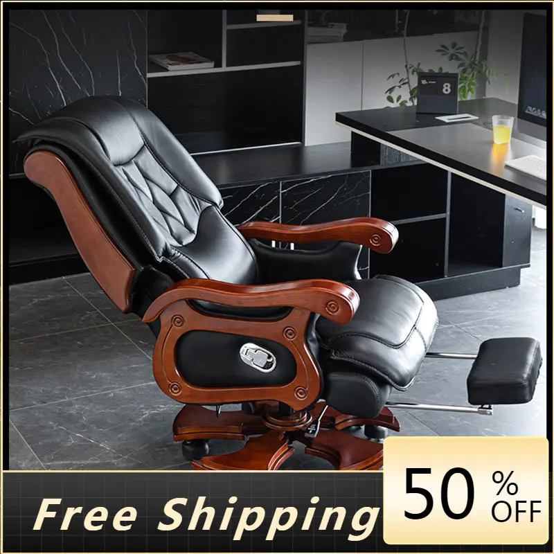 

Black Leather Office Chair Desk Pillow Mechanism Recliner Execcery Office Chair Nordic Wheels Relaxing Chaise De Bureau Chairs
