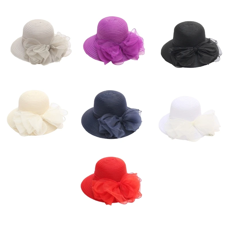 

449B Breathable Organza Bucket Hat Summer Outdoor Must Have Item Wide Brim Hat Girls Church Hat Fascinators