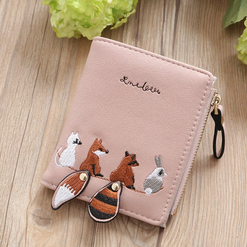 

Cute Kawaii Wallets for Women Cartoon Animal Short PU Leather Female Small Coin Purse Student Girls Mini Purse Pouch Card Holder