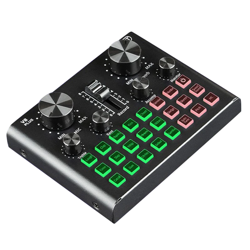 

AT41 V8 Plug Sound Card For Live Streaming Voice Changer Sound Card With Multiple Sound Effects, Audio Mixer For Recording