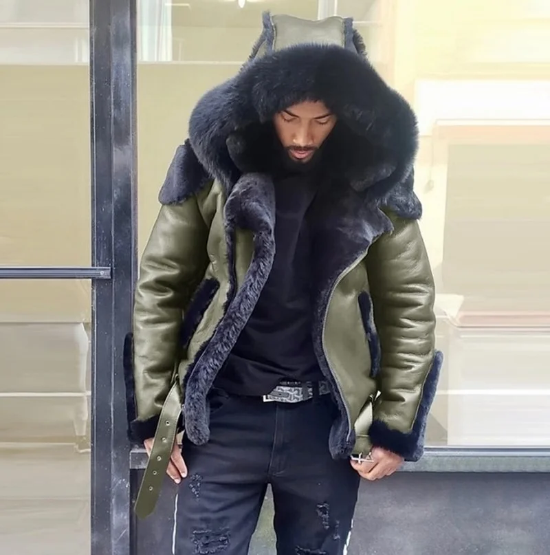 

Men Winter Hooded Cotton Coats Thicken Winter Parka Jacket Fur Collar Cotton Padded Snow Puffer Coats For Men
