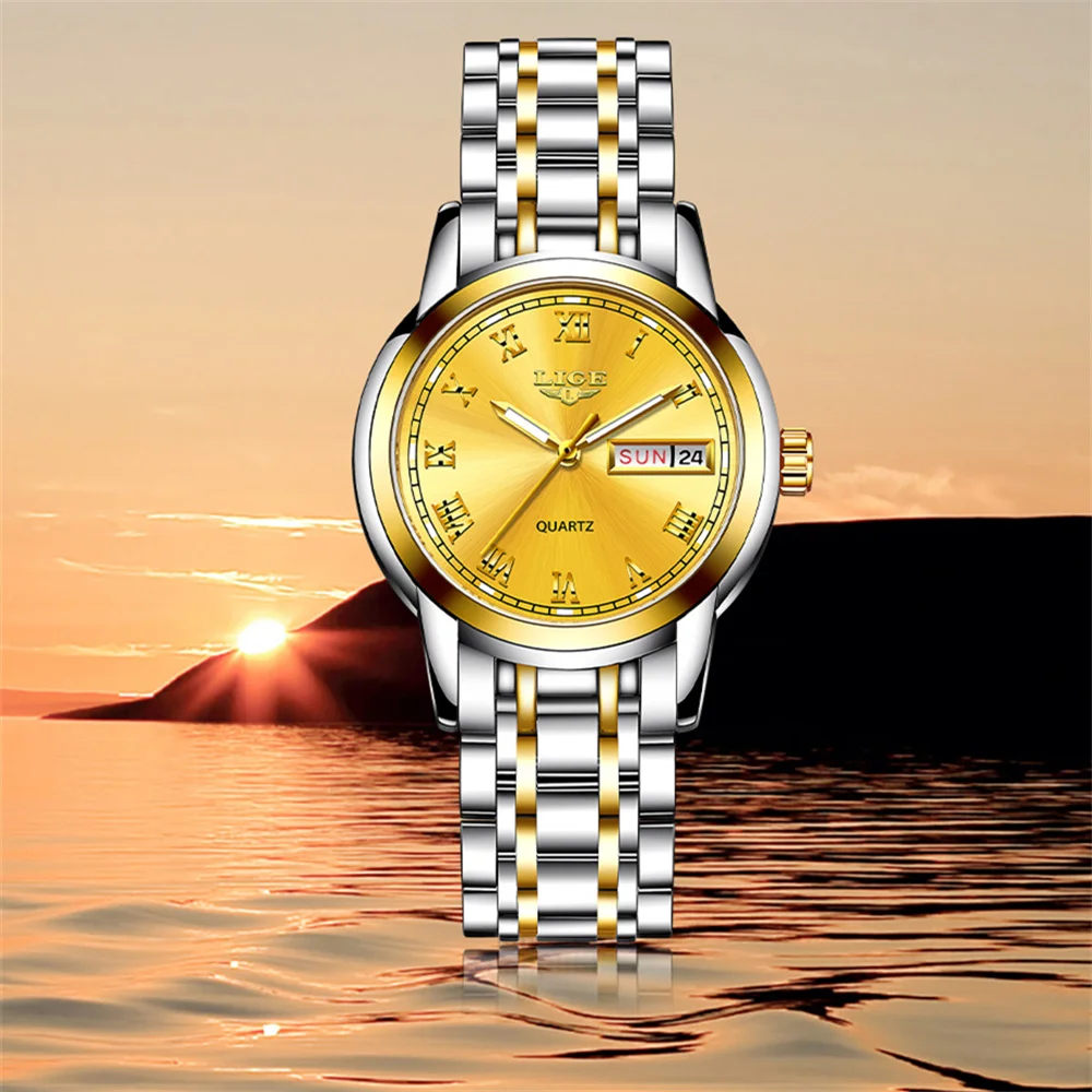 LIGE Wristwatch Luxury Stainless Steel Watch for Women Fashion Casual Women's Bracelet Watches Waterproof Ladies Wristwatches