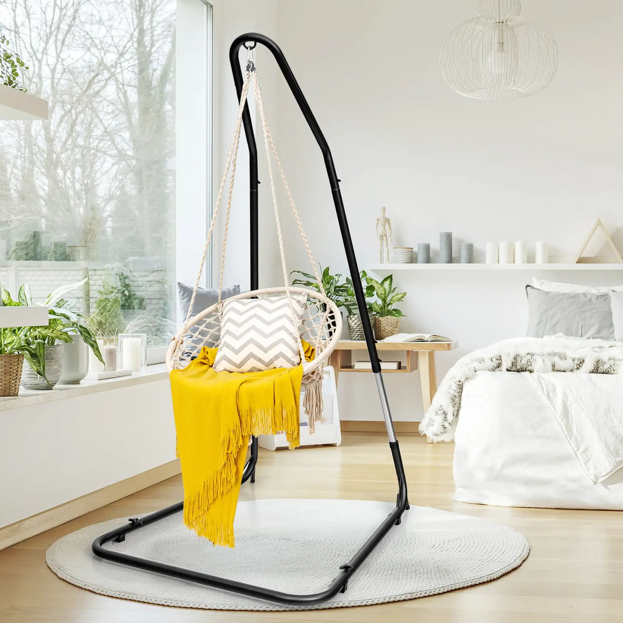 

Patio Adjustable 77" to 93" Hammock Chair Stand Hanging Chair Stand