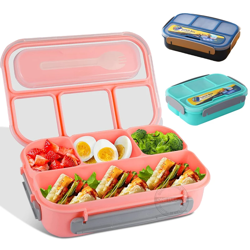 

1000ml Bento Box 4 Divided Lunch Box with fork For Adults Kids Toddler Bento Lunch Boxs Lunch Containers Leak-Proof Microwave