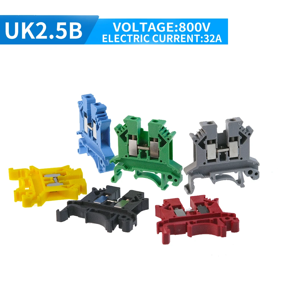 

10Pcs Din Rail Terminal Block UK-2.5B Wire Electrical Conductor Universal Connector Screw Connection Terminal Strip Block UK2.5