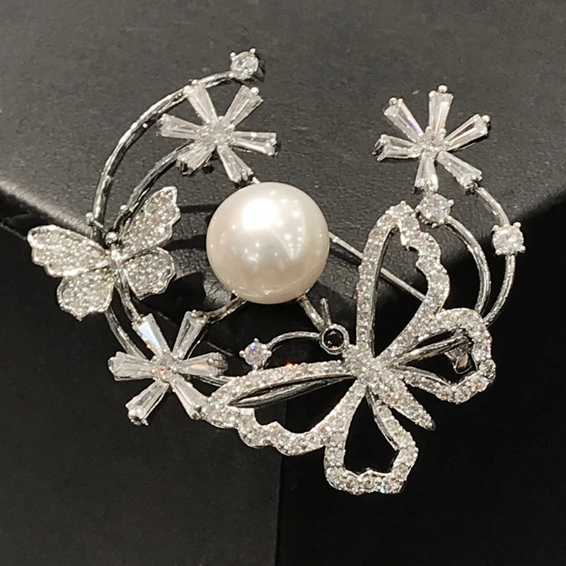 

Natural Fresh Water Pearl Brooch Butterfly Flower Style For Women Fashion Jewelry Cute Romantic Free Shipping