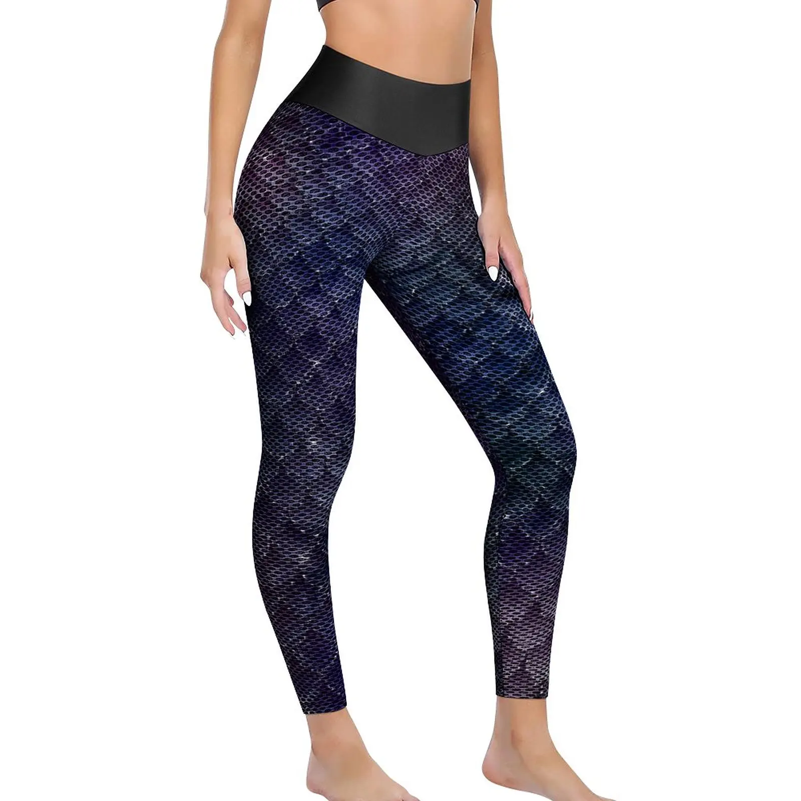 

Glitter Mermaid Scales Leggings Sexy Violet Indigo Print Fitness Gym Yoga Pants Seamless Sports Tights Women Elegant Leggins