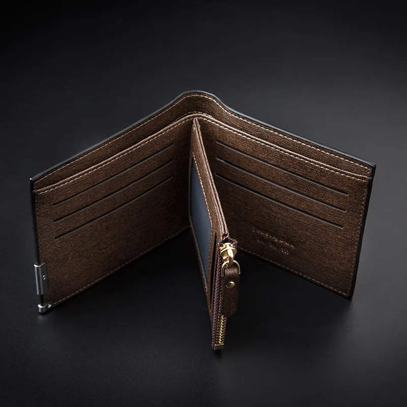 

Luxury Men Wallet PU Leather Embossed Hardware Zipper Short Purse Multiple Card Pocket Leisure Business Coin Bag Fashion