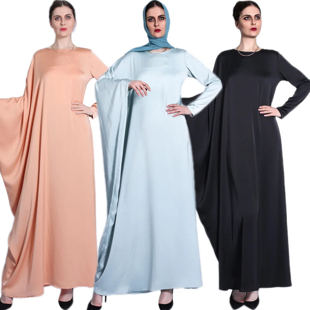 Винтажное женское однотонное длинное платье в мусульманском стиле, женское Макси-платье с рукавом «летучая мышь», Рамадан, Средний Восток, ...