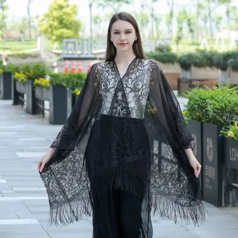 Пляжная Солнцезащитная одежда кружевной кардиган летняя верхняя накидка