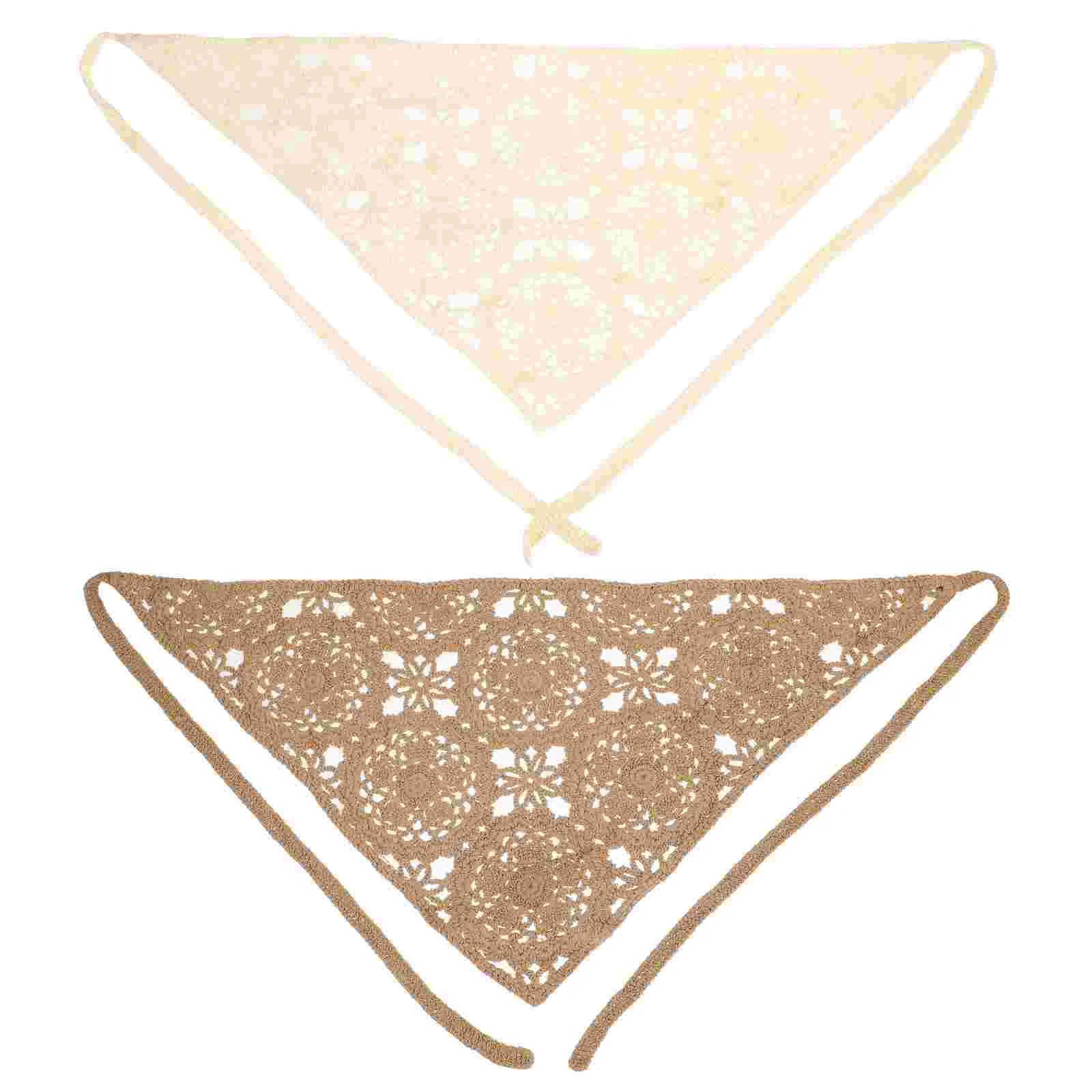 

2 Pcs Crochet Bandana Headbands Handkerchief Women Scarf Hair Scarves Bandanas Ties