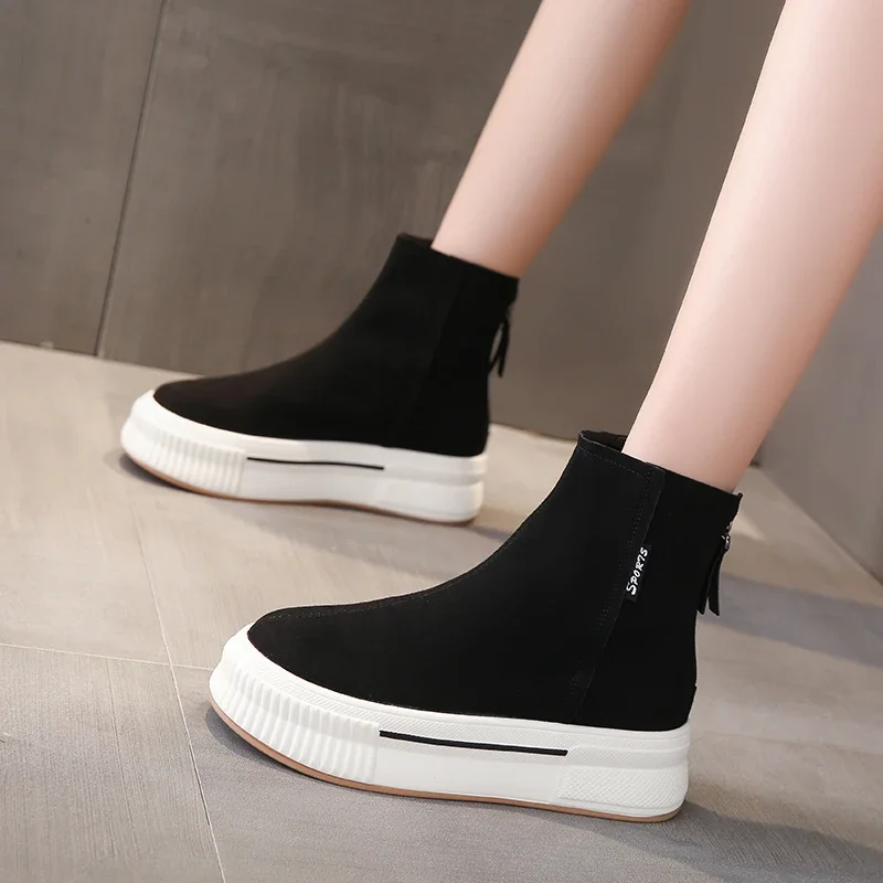 Высокий внешний вид толстая подошва внутри универсальные утягивающие матовые